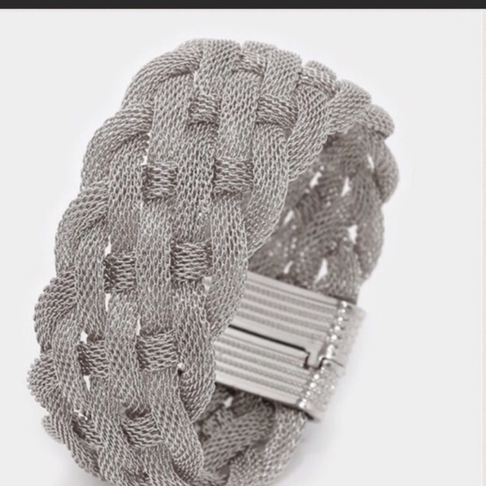 Farah Jewelry Silver and Blue Braided Bracelet